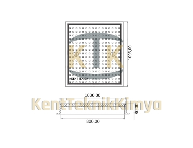 AK-DKT-600-C250-C8 Döküm Rögar Kapağı Kare 1000mm (C250)