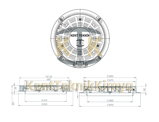 C250 Döküm Rögar Kapağı Yuvarlak 600mm