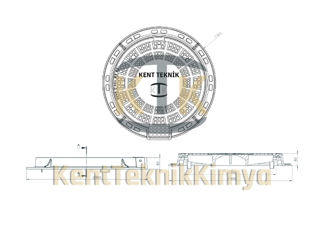 AK-DKT-600-D400-D2 Menteşeli Döküm Rögar Kapağı Takımı (D400)