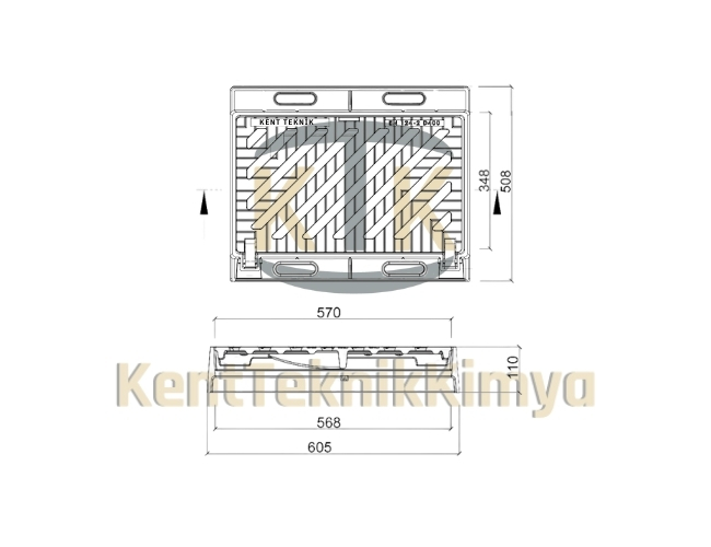 AK-DIT-4560-D400 Döküm Yağmursuyu Izgara Takımı 292x568 (D400)